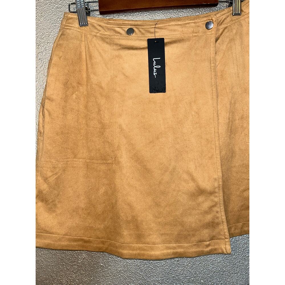 Lulu’s  Edgy Hippie Artsy E Girl Y2K Indie Faux Suede Tan  Skirt  Large
